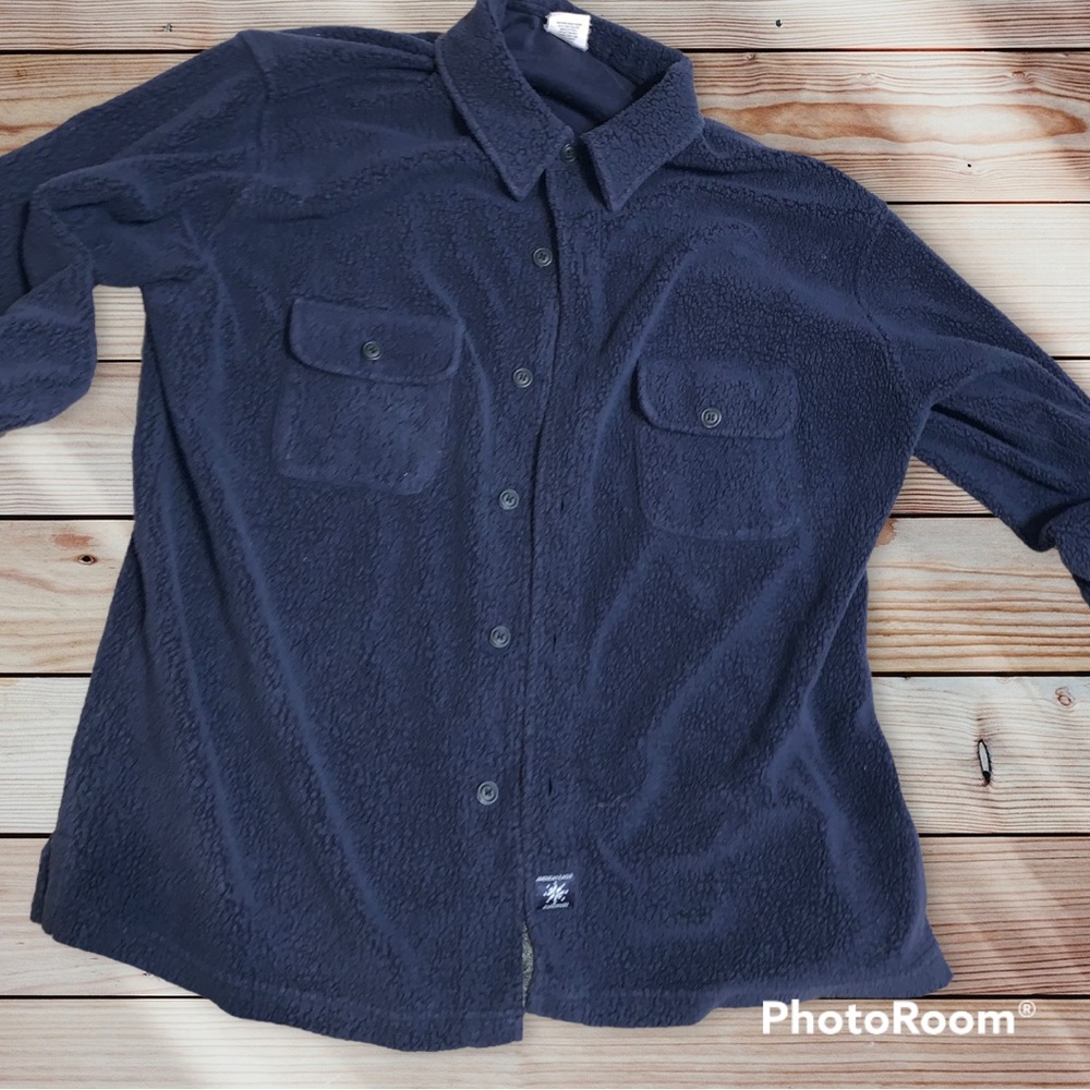 Button up collar sweater men American eagle unisex medium casual Sherpa cotton